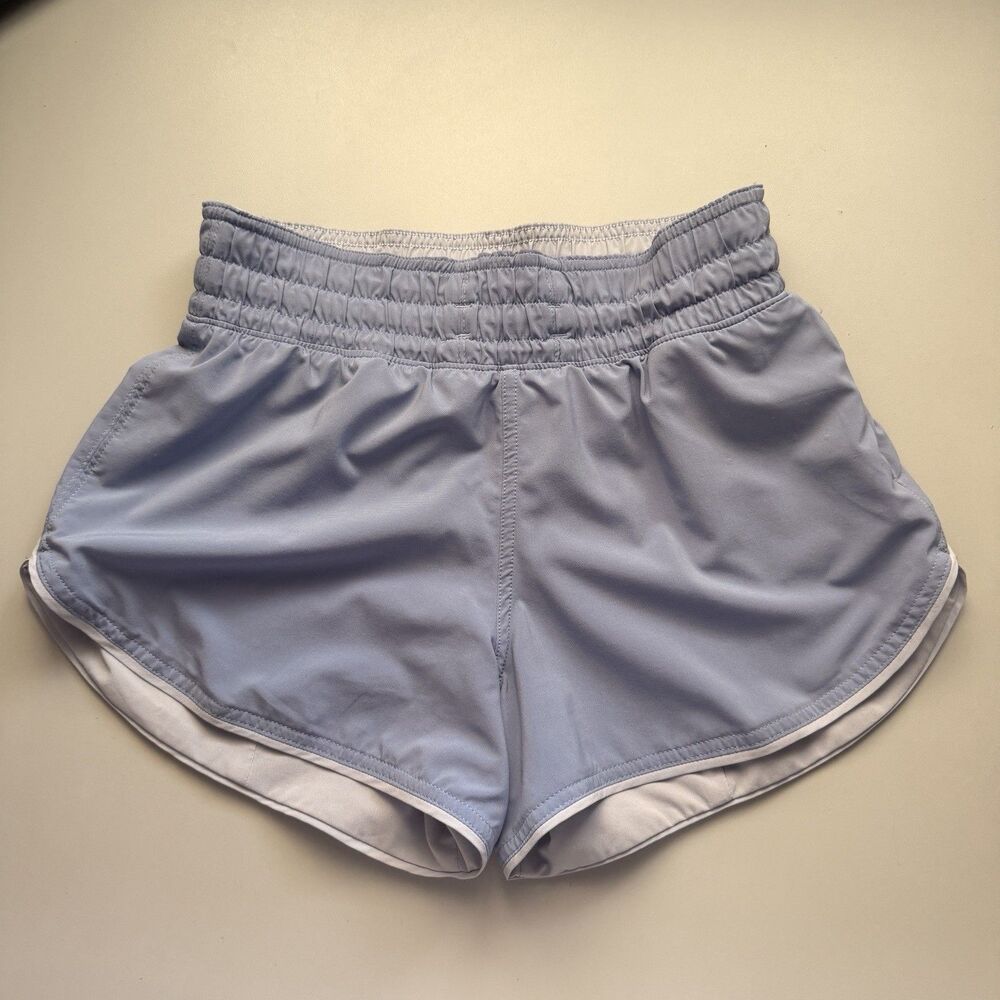 Lululemon Womens Reversible Running Shorts 2 Blue Lined Zip Pocket Athletic